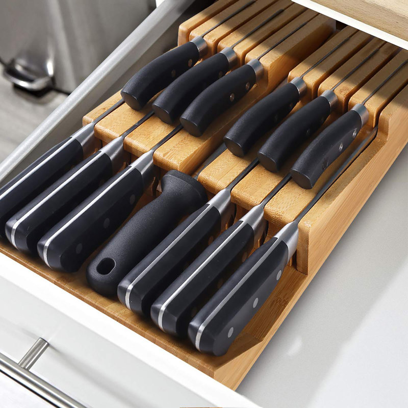 Bamboo In-Drawer Knife Block