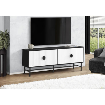 Meuble télé, console de 60 po, meuble multimédia, meuble de rangement, salon, chambre à coucher et métal stratifié, contemporain, moderne