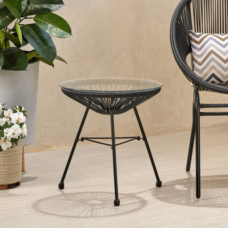 Table d'appoint d'extérieur pour patio, Blanc