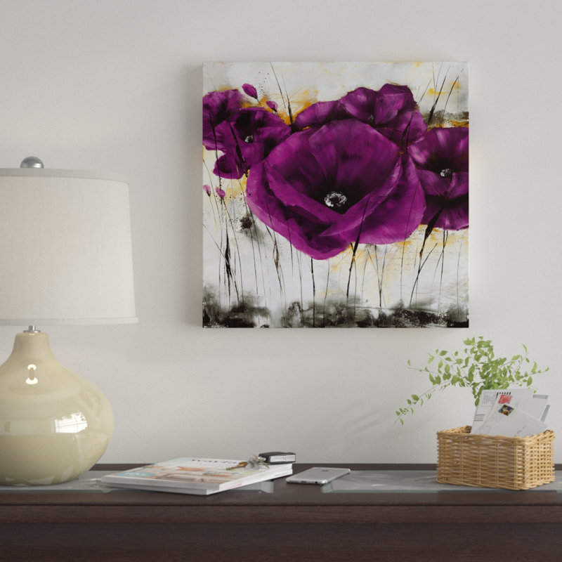 « pavot mauve iii », reproduction d’impression sur toile tendue, H 18 po x l 18 po x P 1,5 po