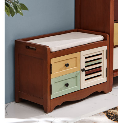 Vintage Upholstered Shoe Storage Bench