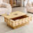 38.59"  Slide Top Coffee Table with Hidden Storage, Mid-Century Fluted Rectangle Center Table ,Natural-1055630618