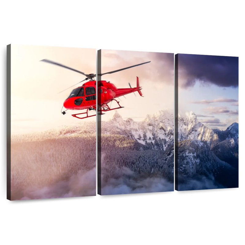 Mehar Flying Red Helicopter, 28" H x 45" W