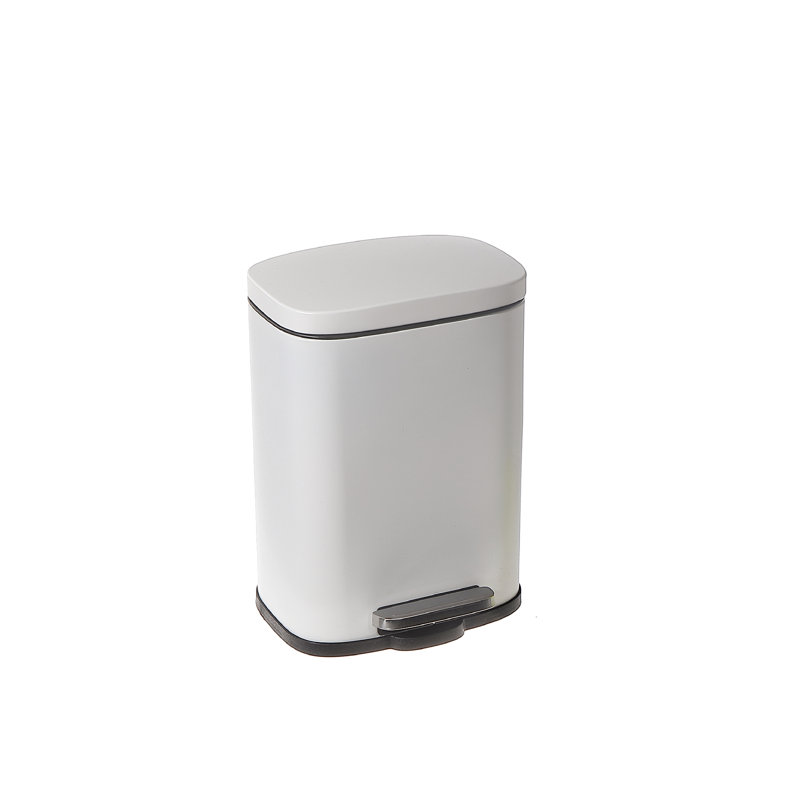 Poubelle rectangulaire en métal 3L, Blanc