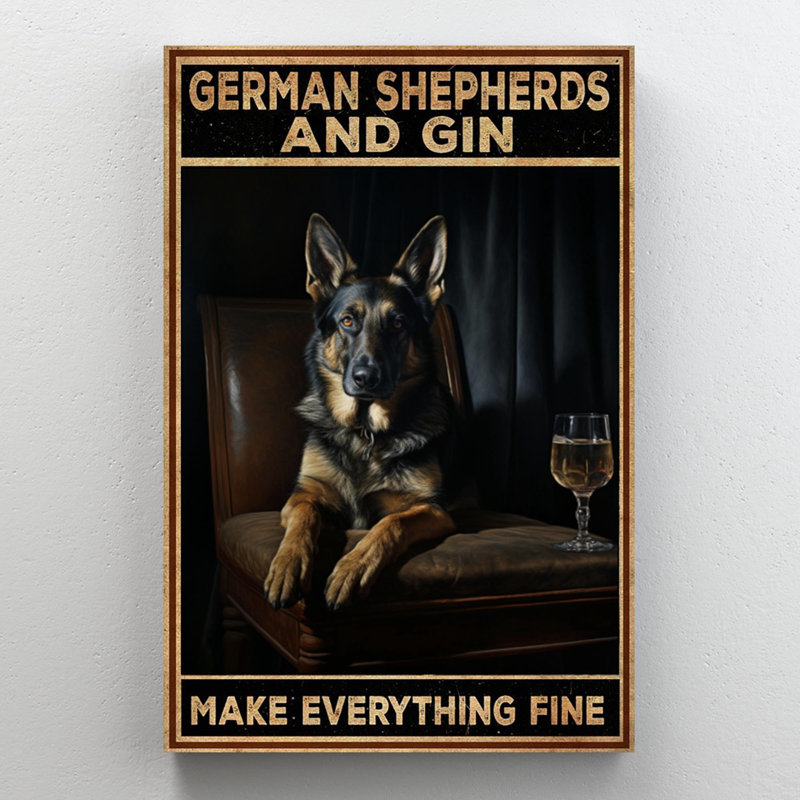" German Shepherds And Gin ", 14" H x 11" W x 1.25" D