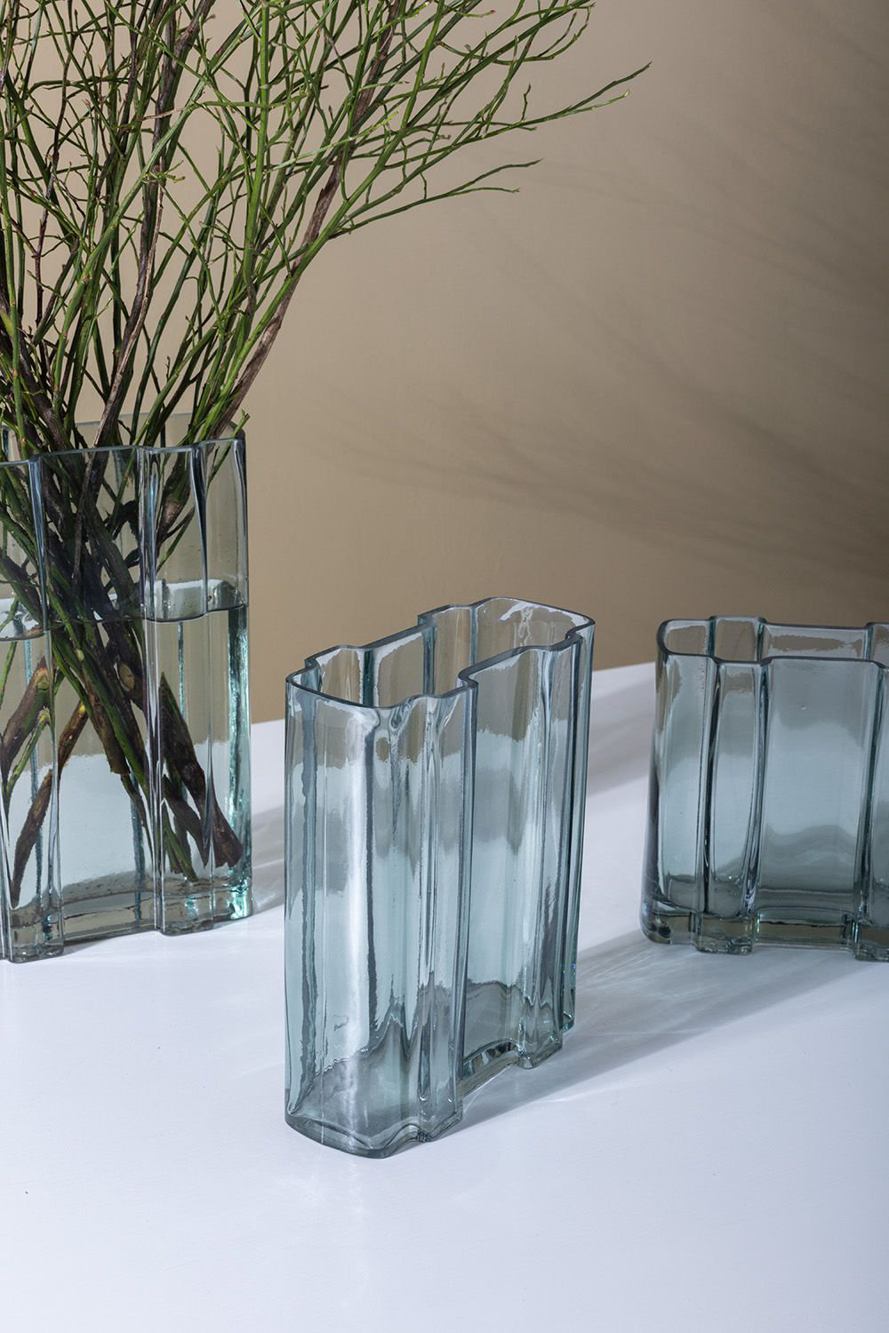 Evanne Handmade Glass Table Vase, 8" H x 6.25" W x 2.75" D