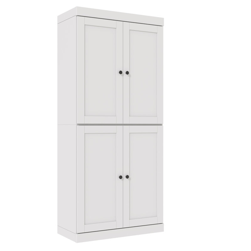 100% Solid Wood 6-Shelf Bookcase, Shaker Doors, Adjustable Shelves, 32" Wide, 71.5" Tall, White