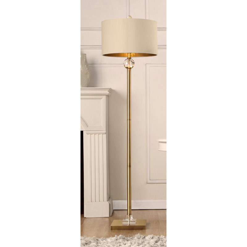 Dreyfuss 63.25-Inch Perspicio Solid Crystal Orb Gold Column Floor Lamp
