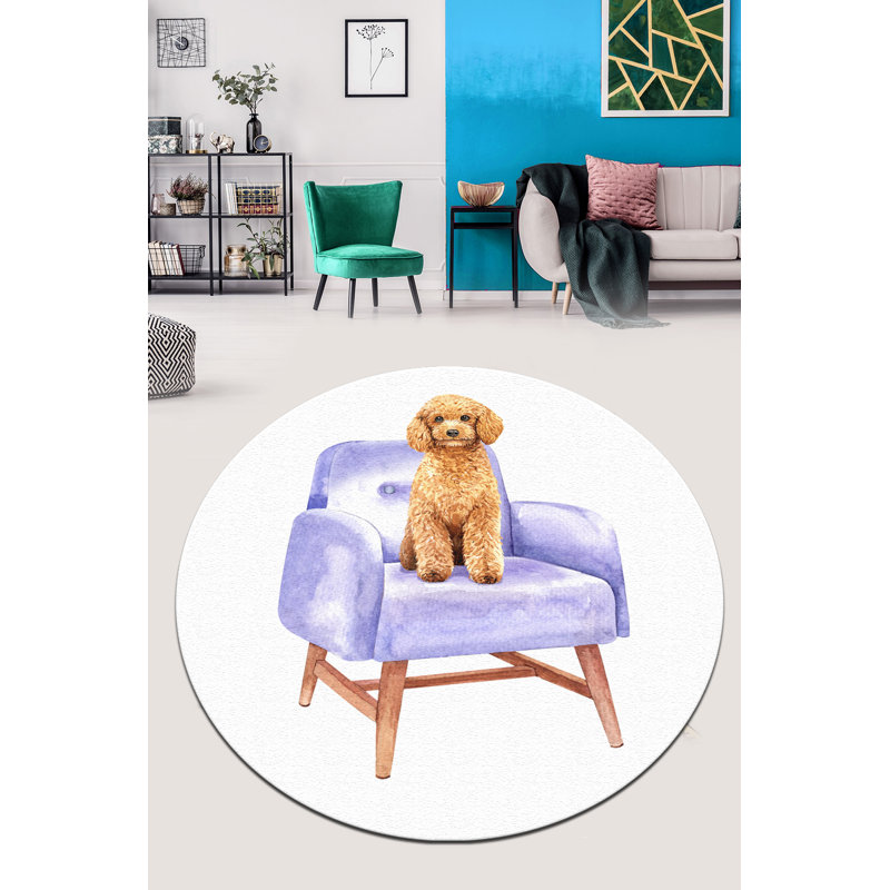 Round Maxie Animal Print Shag Area Rug, Round 120cm