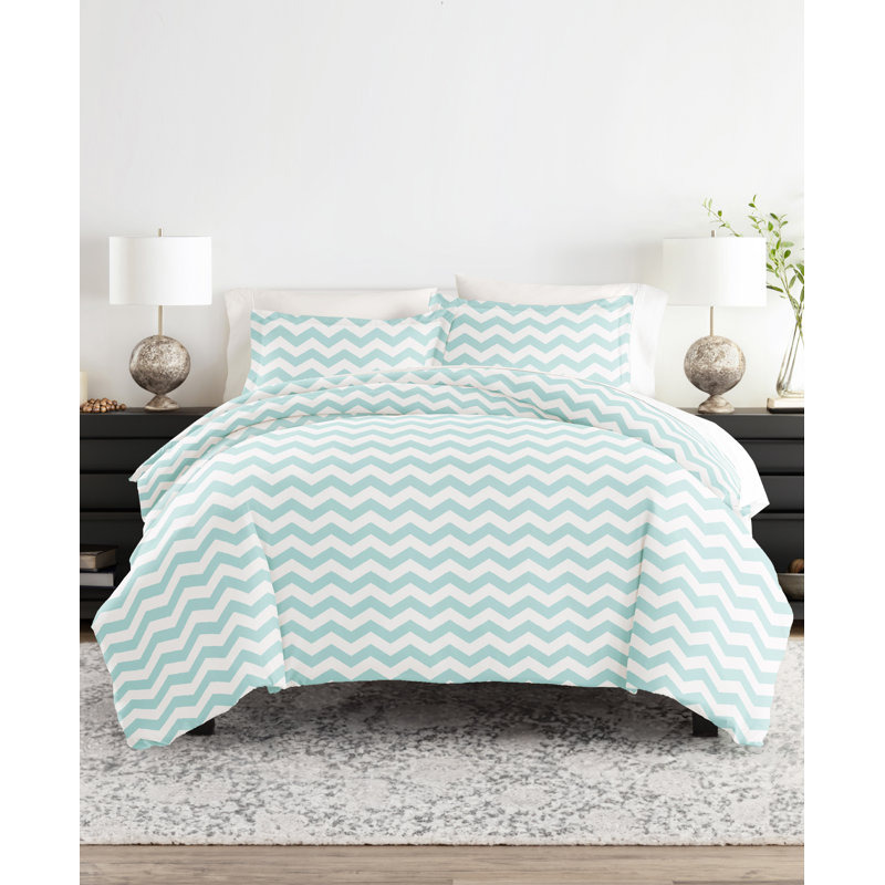 Becky Cameron Chevron Stripe Duvet Cover Set, Gray, Twin Duvet Cover + 1 Sham