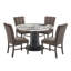 Ensemble de salle à manger 5 pièces Roundhill Furniture Cavira, table de salle à manger en faux marbre blanc cassé avec quatre chaises rembourrées brunes-120742285