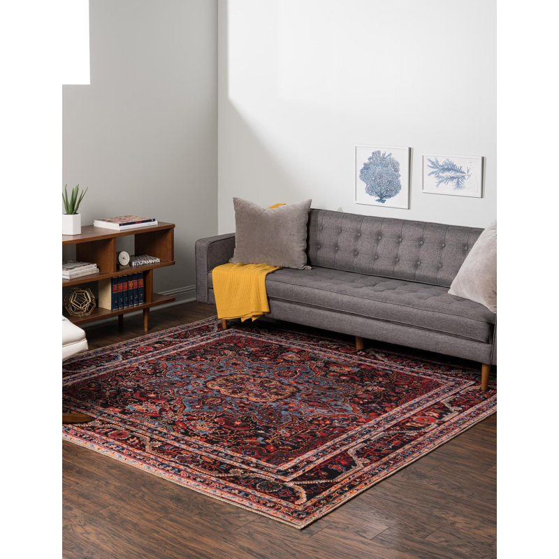 Tapis oriental bourgogne Gamero, Carré 7 pi 6 po
