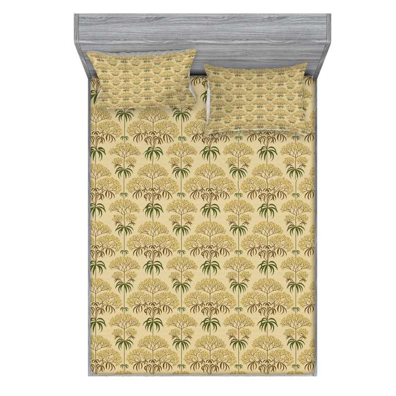 Microfiber Floral Sheet Set, Queen Sheet Set with Fitted Sheet
