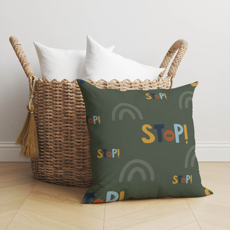 Coussin Stop, Chimichurri / vert, H 18 po x l 18 po