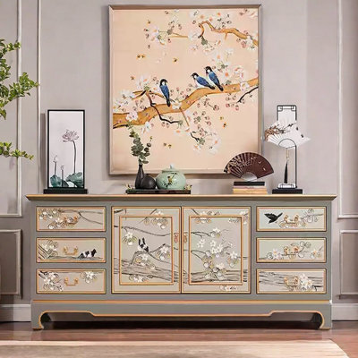Hand-Painted Entryway Accent Cabinet Sideboard