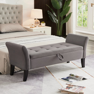 Banc de lit avec velours de rangement