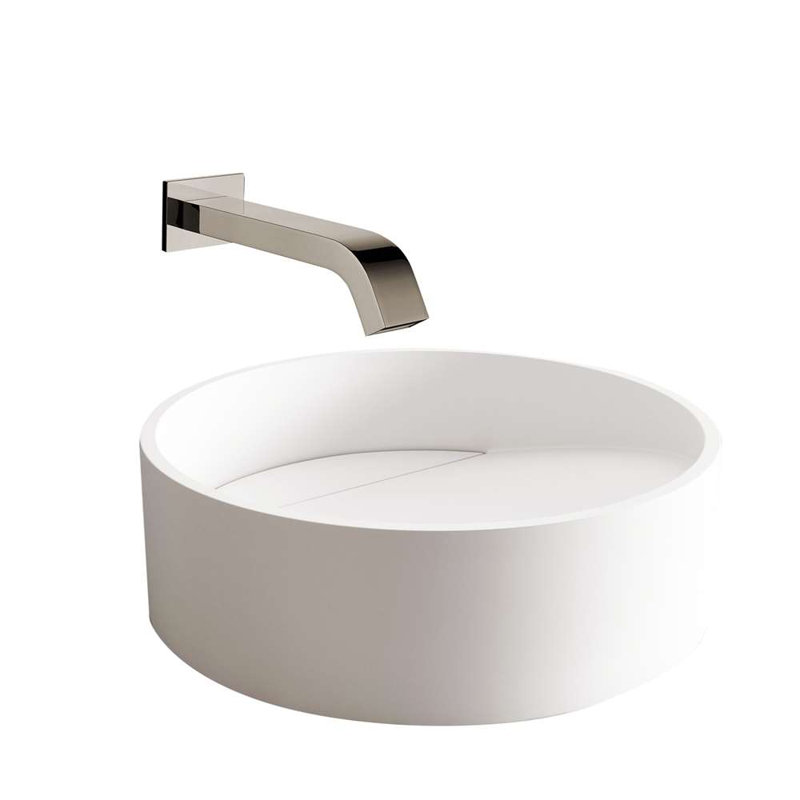 Fontana Vessel Sink and Brushed Nickel Touchless Wall Motion Sensor Faucet Set