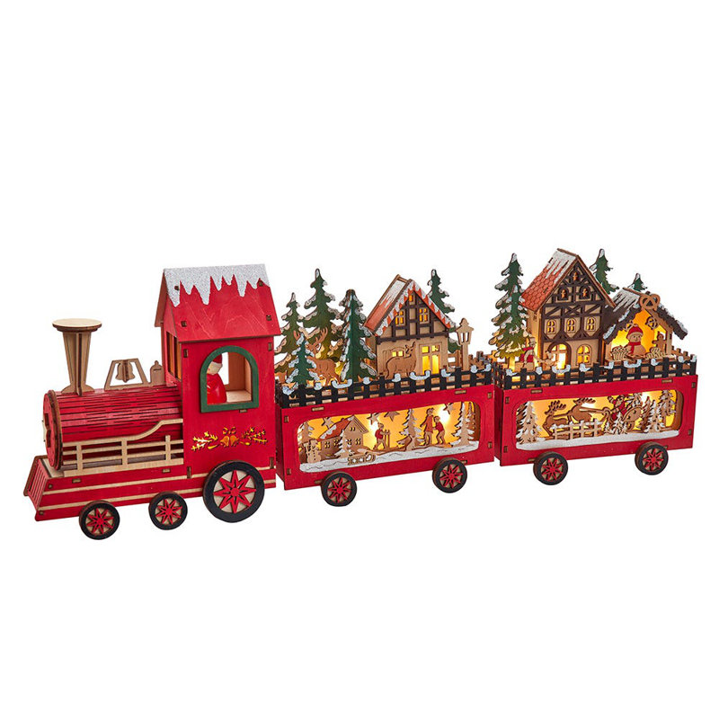 Kurt Adler 22,24 pouces à piles avec camion à lumière DEL avec table de père Noël et scène de maison
