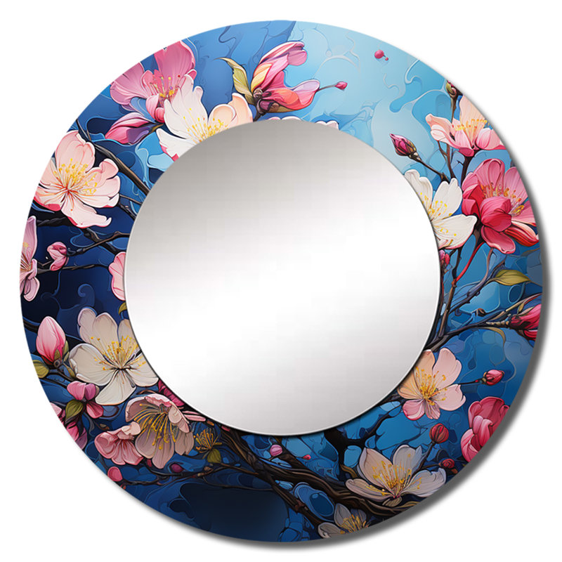 Fleur de pommier Fauvist Delight I - miroir décoratif de fleur de pommier, miroir mural traditionnel, impression d'art en métal