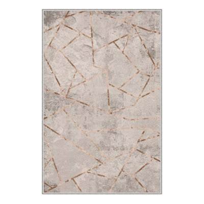 Luxurious 100% Cotton Carpet, 4.6 x 7.2 ft | Antibacterial, Non-Slip PVC Underside, 0.3 in Pile Height | Machine Washable, Mink & Brown | Perfect for Living Room, Bedroom & Dining Area, Durable & Elegant Design