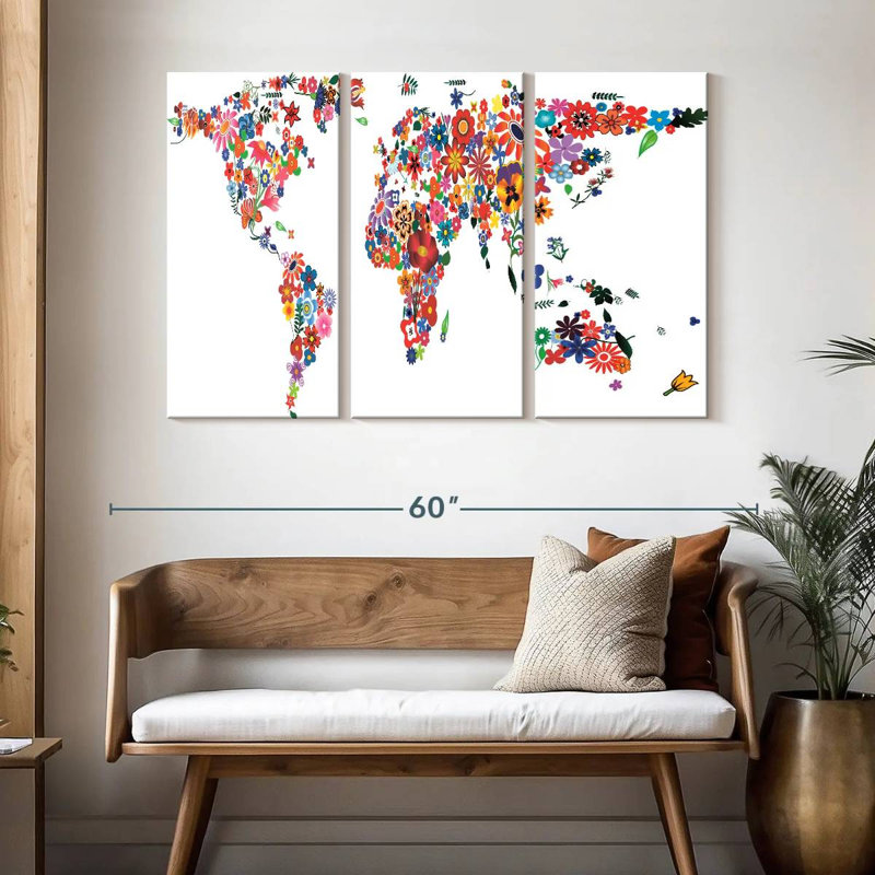 Carte du monde des fleurs Harnek, H 32 po x l 50 po
