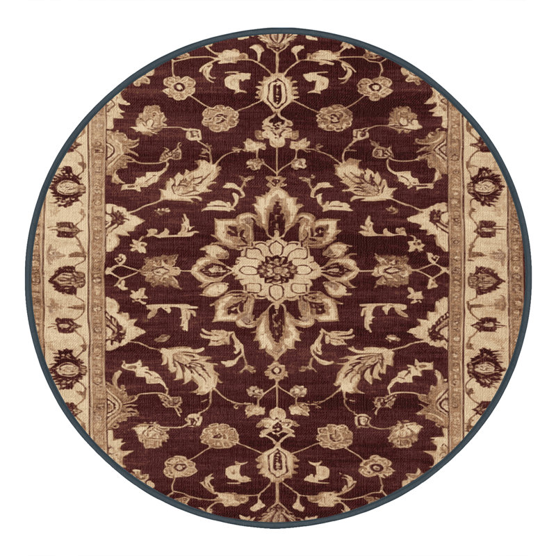 Machine Washable Overdyed Black Area Rug, Round 3'