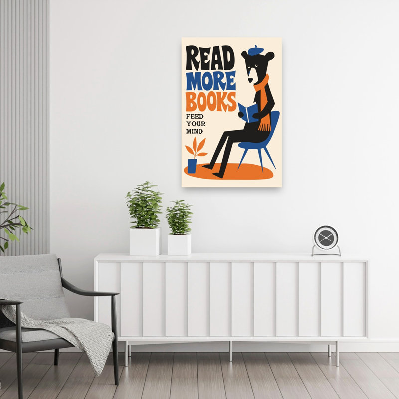 Ours en béret, art mural moderne rétro vintage représentant un ours en plante aérienne, H 36 po x l 24 po