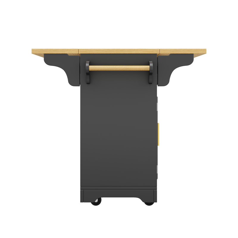 143 cm W Kitchen Island with, Black