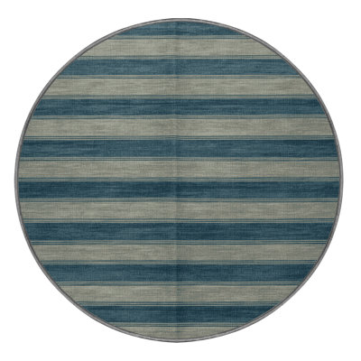 Tapis brun à rayures horizontales lavable à la machine