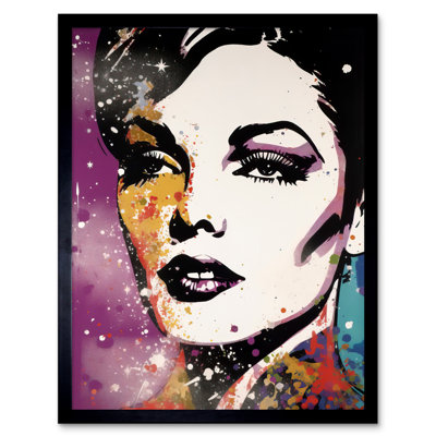 Fatimah Female Glam Rock Sparkle Purple Gold Blue Red - Single Picture Frame Print