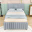 Lit tapissier élégant en velours avec lit gigogne simple-2087102657-2087102659