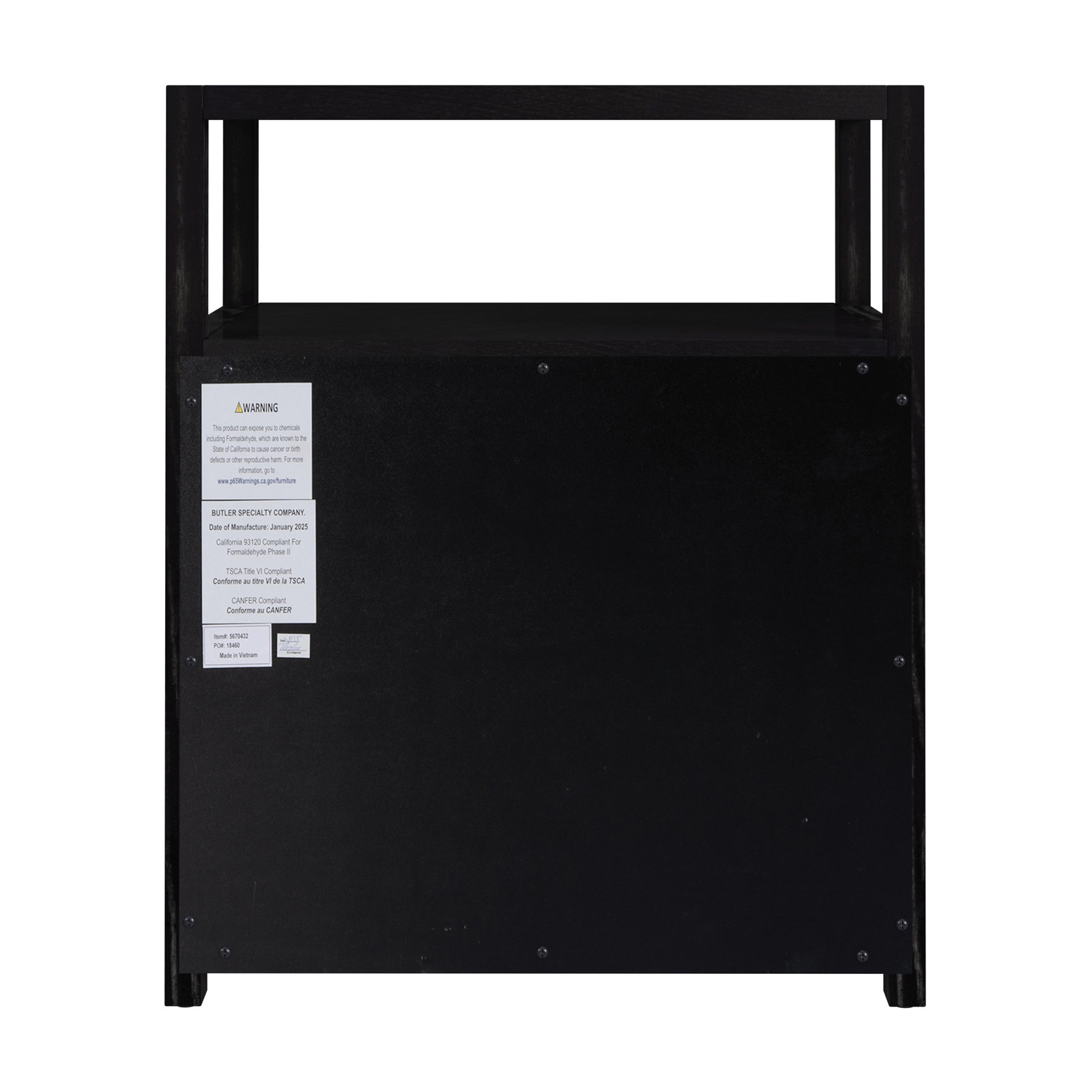 Elin 2-Drawer Acacia Nightstand, Black