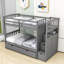 Lit superposé simple au-dessus de simple / double à 3 tiroirs avec tablettes de rangement et lit inférieur convertible Eadon Kids-478683762