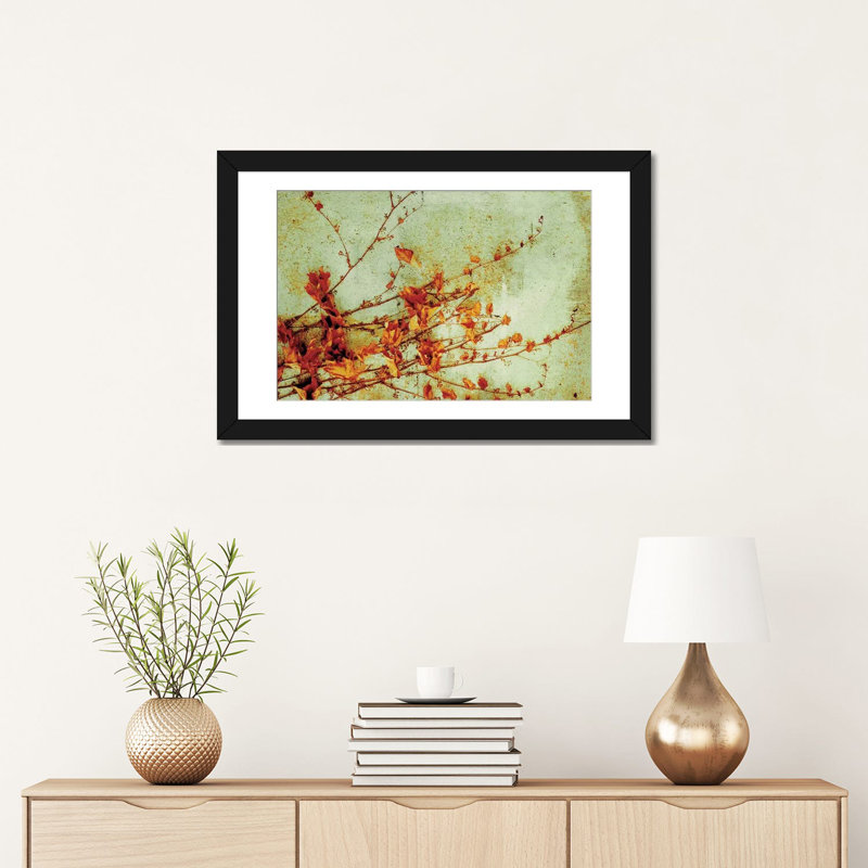 «Persimmon», reproduction sur toile, H 18 po x l 26 po x P 1,5 po, Toile avec cadre noir, Blanc
