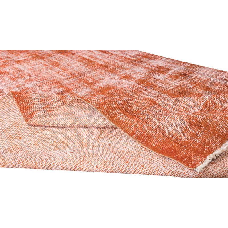 Tapis turc en laine noué à la main de 5,3 pi x 9,6 pi surteint en orange