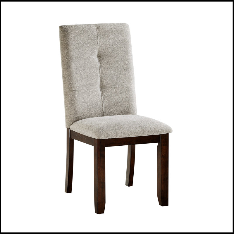 Ensemble de 2 chaises de salle à manger en chenille rembourrées, structure en bois au fini cerisier foncé, dossier capitonné pour des meubles de cuisine élégants