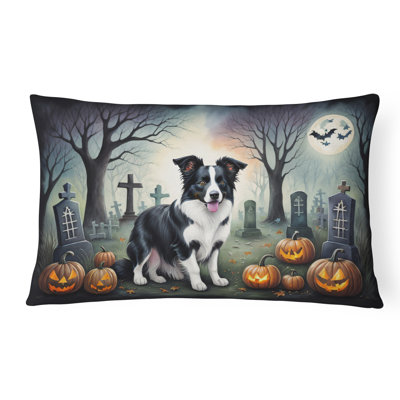 Border Collie Spooky Halloween Fabric Decorative Pillow