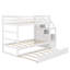 Lit superposé simple au-dessus de simple avec lit gigogne simple et 3 escaliers de rangement-289937942