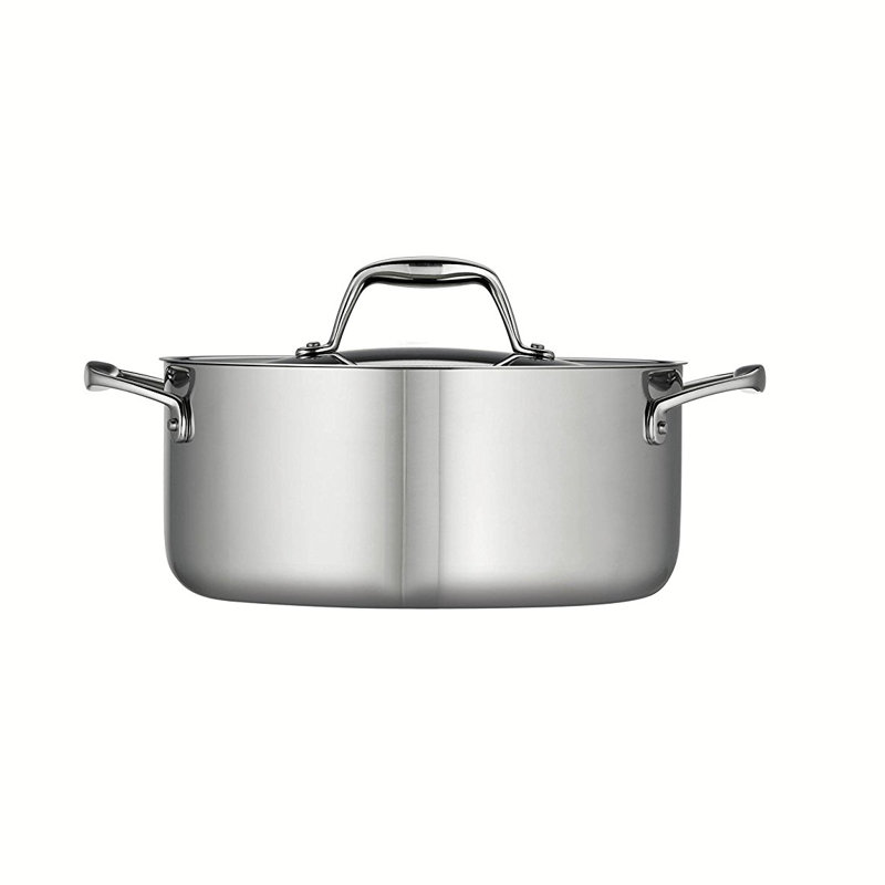 Gourmet Tri-Ply Clad 5 qt. Round Stainless Steel Dutch Oven with Lid Gourmet Tri-Ply Clad 5 qt. Round Stainless Steel Dutch Oven with Lid