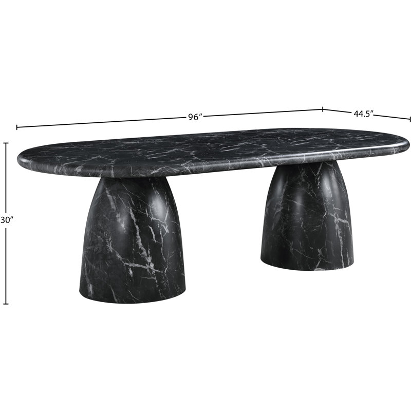 Table de salle à manger Cosenza, H 30 po x l 96 po x P 44,5 po, Noir, noir, noir, noir