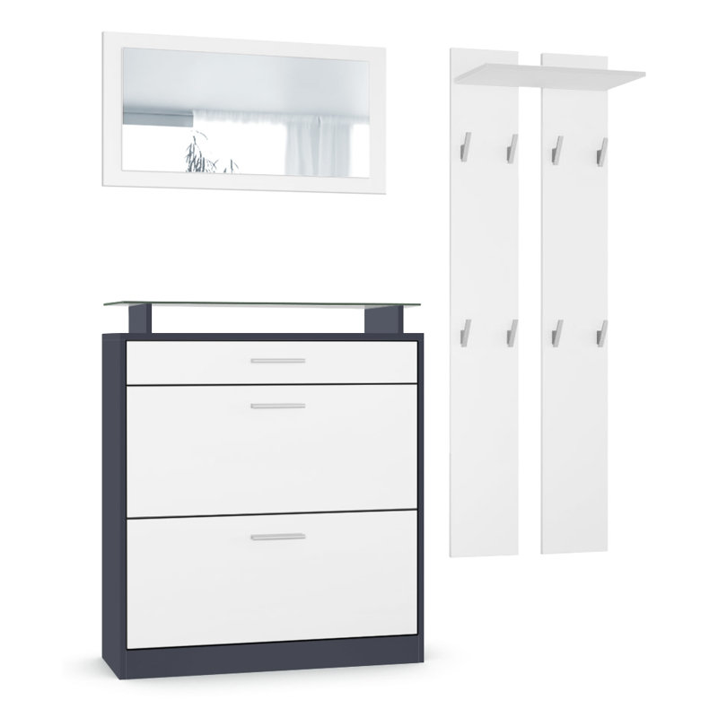 Mcclinton Hall Tree with Shoe Storage, White Matt