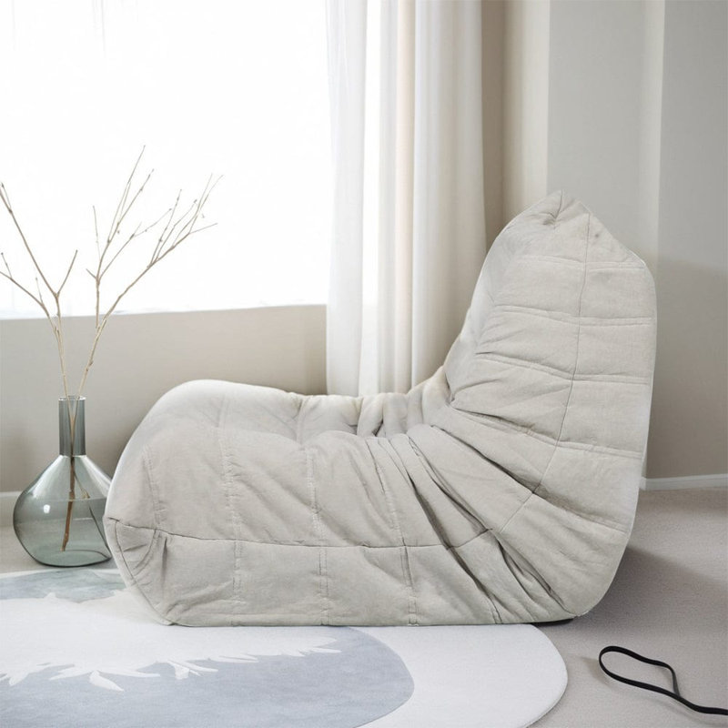 Nevaeh Fabric Bean Bag Lounger, Light Grey