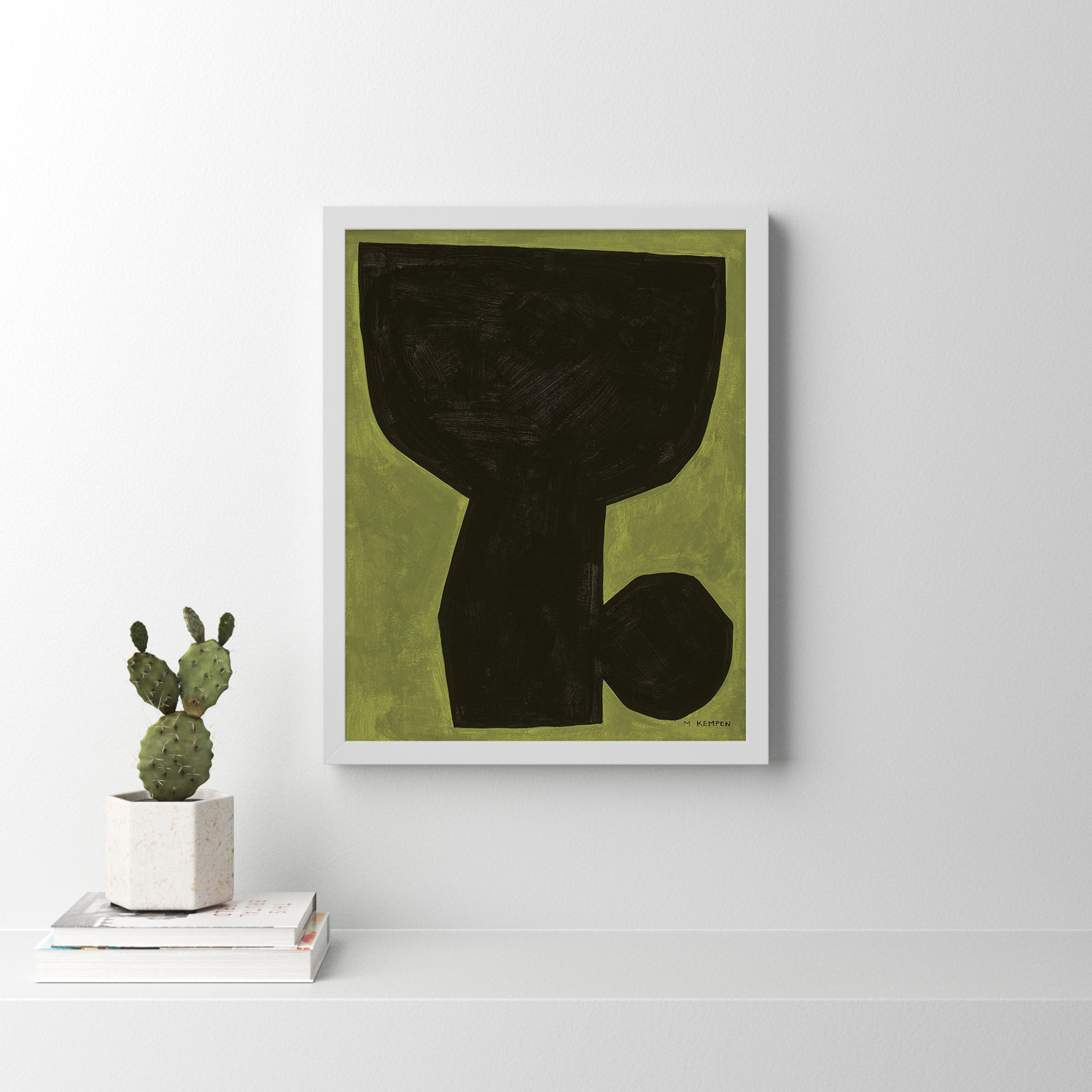 Module On Green 1 by Michael Kempen, 30" H x 24" W x 1.25" D, White