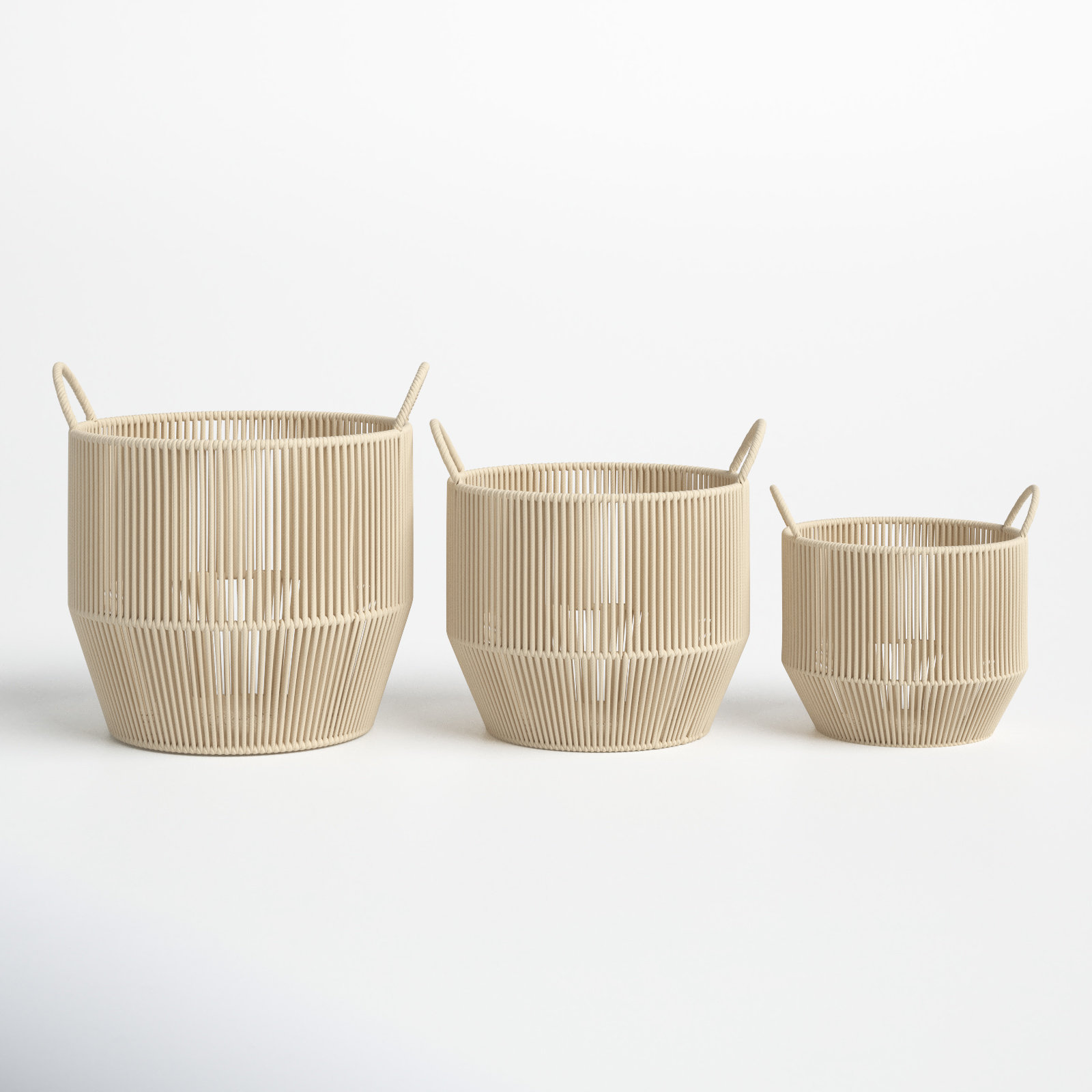 Handmade Bamboo Basket - Set of 3, 14.05" H x 14.25" W x 14" D