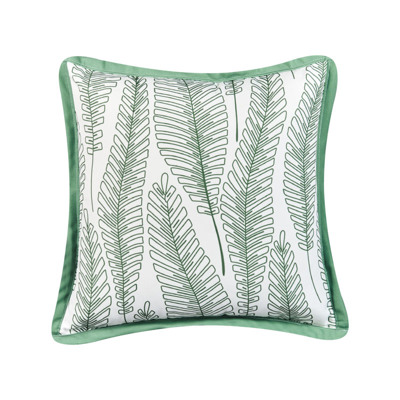 Set of 2 Outdoor Cushions MEADOW Plant Pattern Green, Square 45cmH x 45cmW