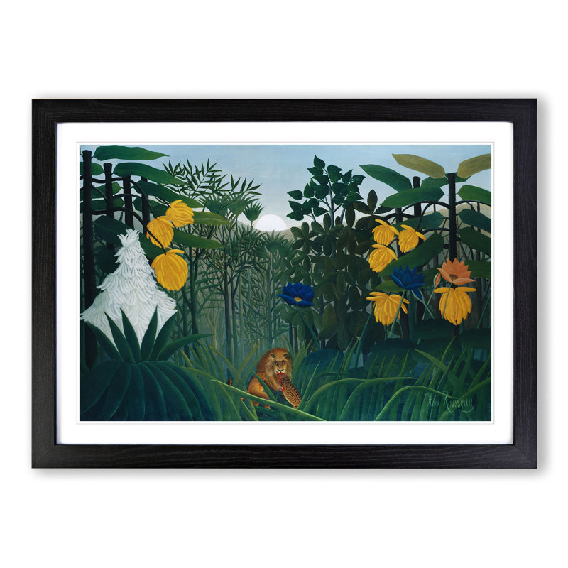 The Repast of the Lion by Henri Rousseau - Framed Print, 27cm H x 36cm W x 2cm D, Black Framed