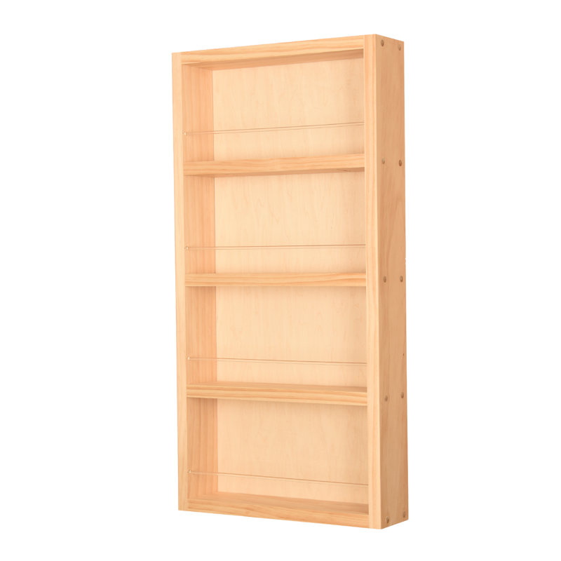 Étagère à épices sur le mur Mitchell, Bois brut, H 62 po x l 11 po x P 3,5 po
