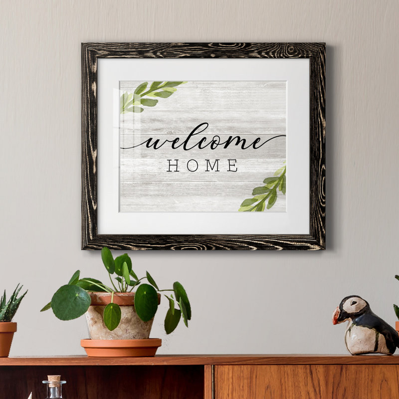«Welcome Home», impression sur papier encadrée, Papier avec cadre noir, H 20 po x l 17 po x P 1,5 po