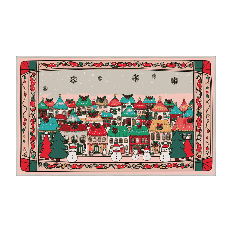 The Holiday Aisle® Christmas Winter Holiday Rug, Rectangle 2' x 3'