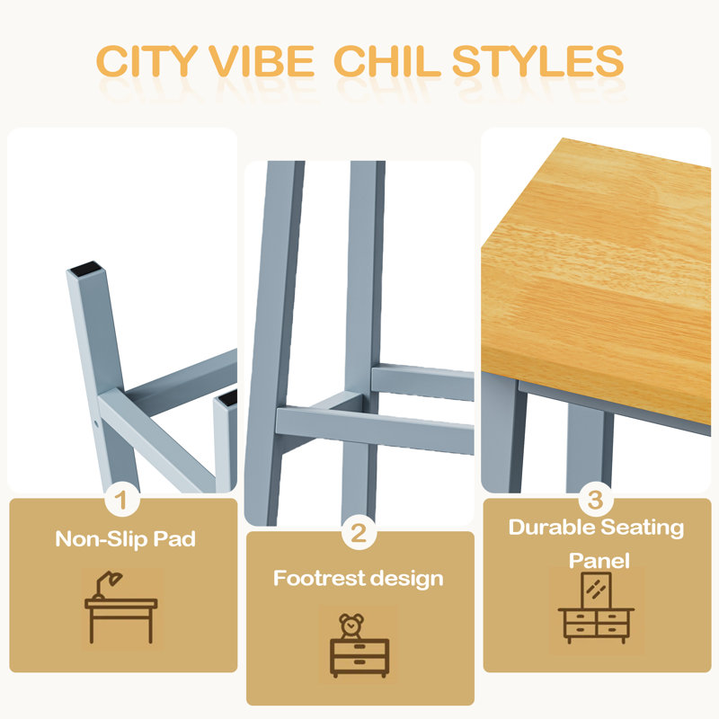 Tabourets de bar en bois massif (pas cher en fer), ensemble de 2 chaises de bar de 25,6 po de hauteur, tabourets de comptoir de cuisine avec repose-pieds, tabourets de ferme pour la salle à manger, cuisine, comptoir